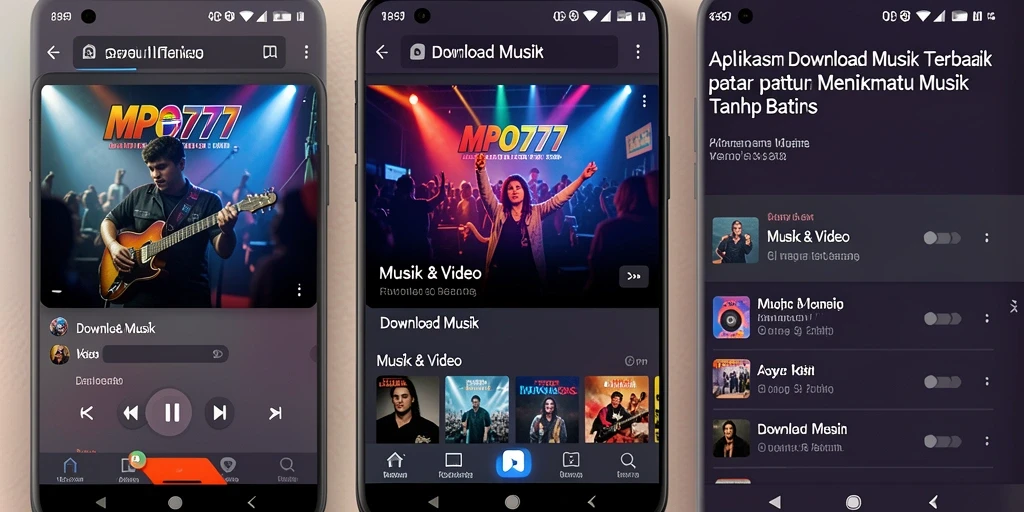 Antarmuka aplikasi MPO777 untuk Download Musik yang user-friendly.