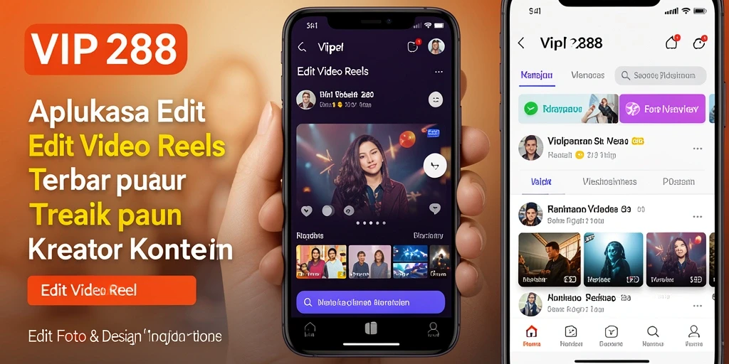 Antarmuka pengguna VIP288 dengan fitur Edit Video Reels yang menarik.