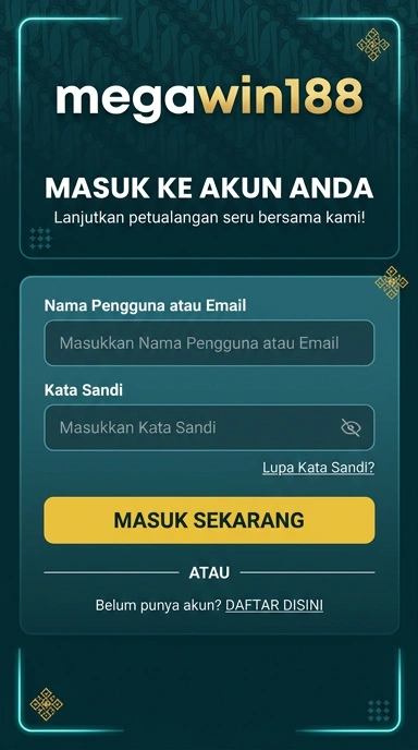 Tampilan halaman login megawin188