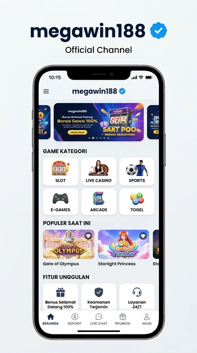 Tampilan kanal resmi megawin188